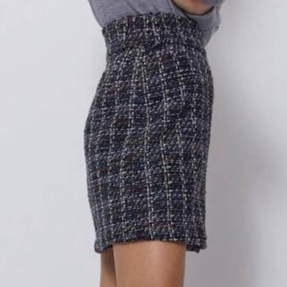 NEW BALDWIN Women Milla Multi Plaid Woven Tweed High Waisted Mini Zipper Skirt - Picture 4 of 7